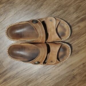 Finn Comfort Leather Adjustable Comfort Sandals Tan Cushioned Woman Sz 41
